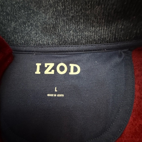 Izod Men's Zip Up Sweater in Rich Red - Picture 3 of 3
